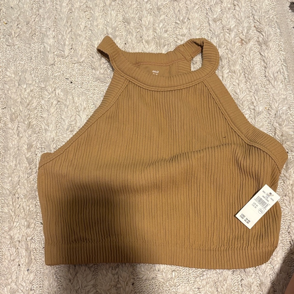 AERIE NWT Ribbed Tan Halter Top